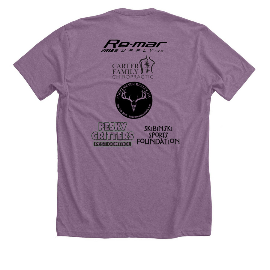 U14 Flint/Flint, a Heather Purple Premium Unisex Tee (back-view)