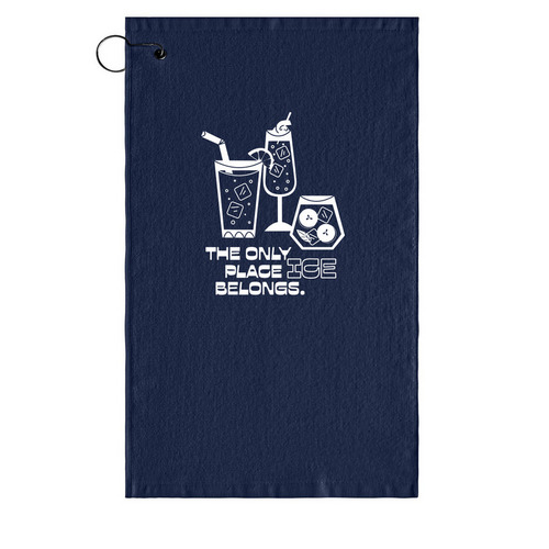 LUPEC's Only Place ICE Belongs Bar/Golf Towel, a Navy Golf Towel