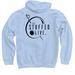 Stuffed Olive Tini Time Apparel, a Light Blue Pullover Hoodie (back-view)