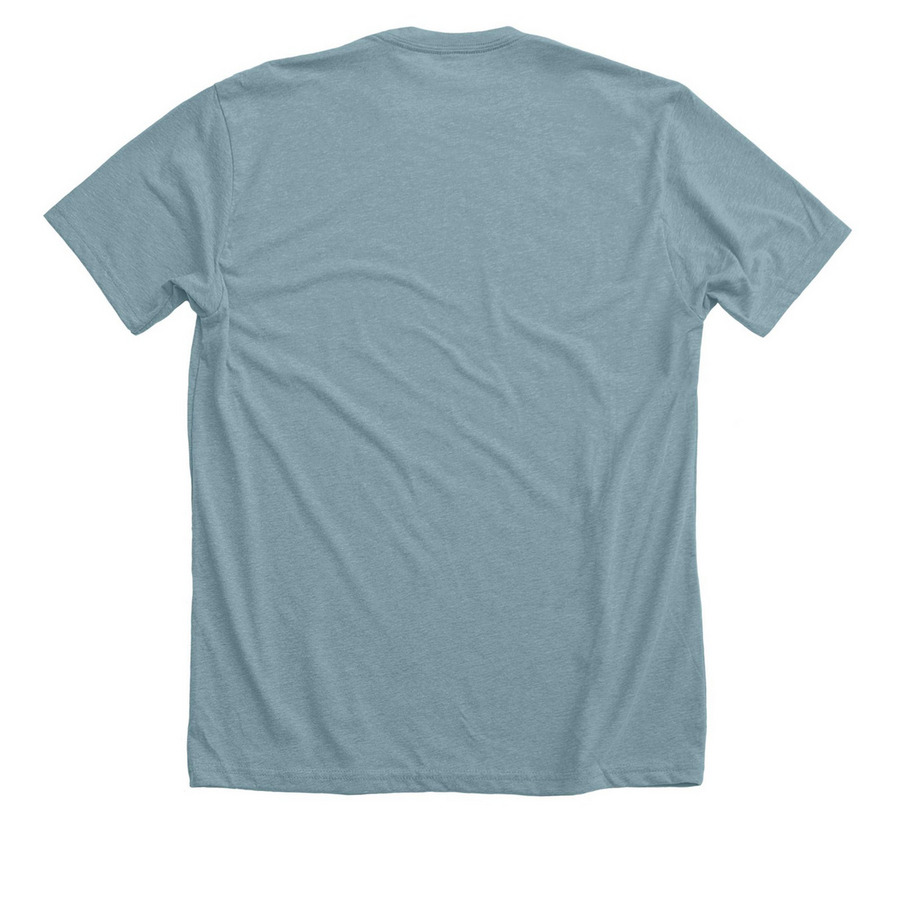 Third west shirt, a Heather Blue Lagoon Premium Unisex Tee (back-view)