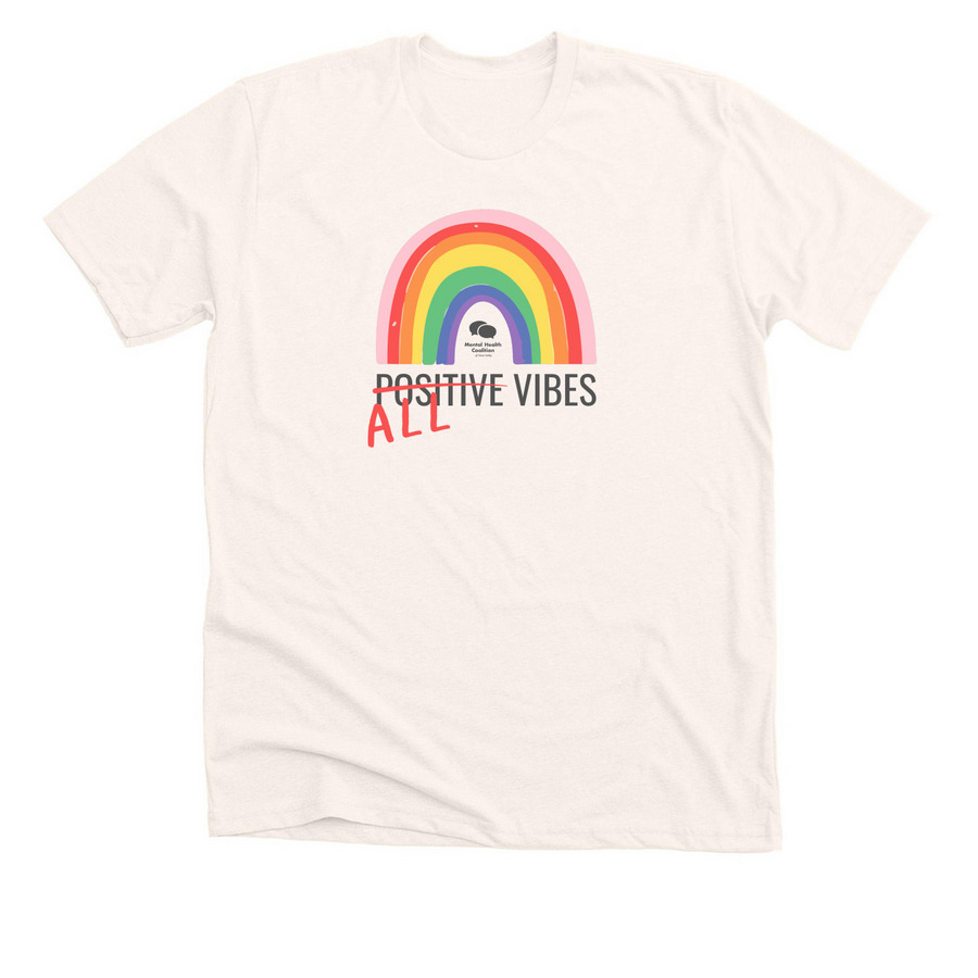All Vibes Welcome, a Heather Natural Premium Unisex Tee