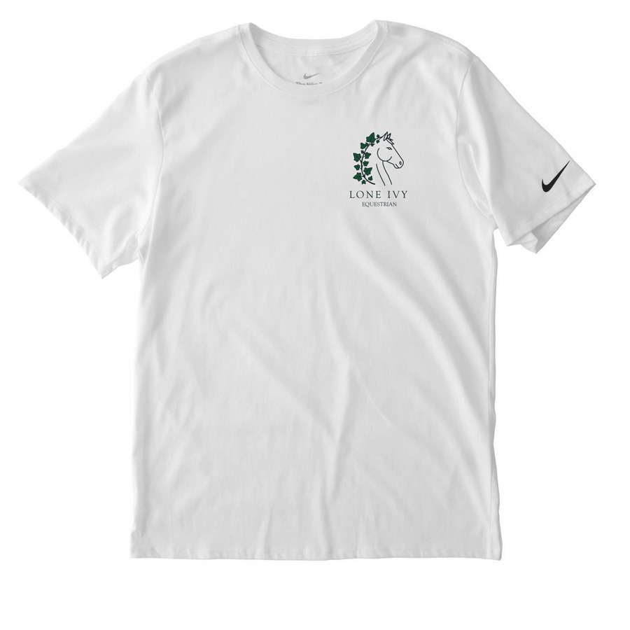 Lone Ivy Equestrian Athletics, a White Nike Dri-FIT Jersey Blend Performance Tee
