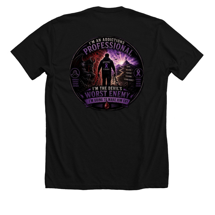 Honoring Addictions Professionals&nbsp;, a Solid Black Blend Premium Unisex Tee (back-view)