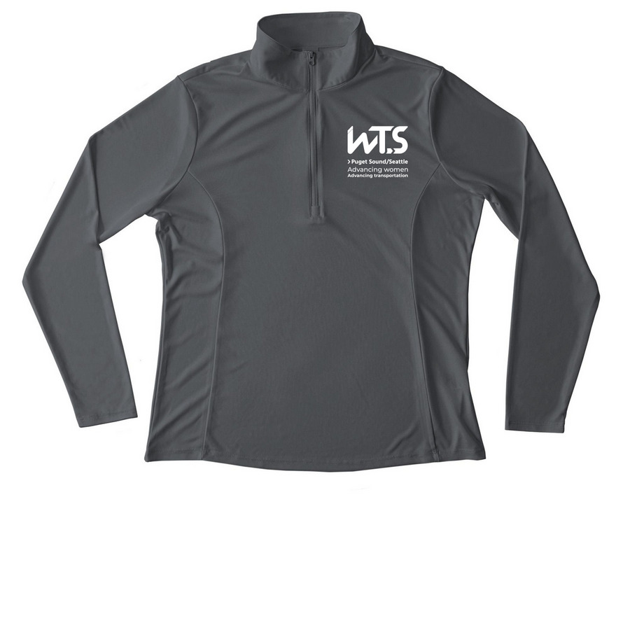 WTS Athletic Shirt, White Logo, a Iron Grey Women's Performance Quarter Zip Pullover