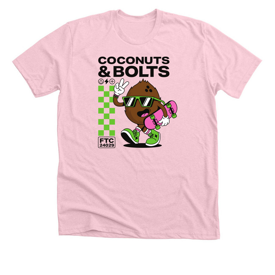 Coconuts & Bolts Light Colored Tee, a Heather Pink Premium Unisex Tee
