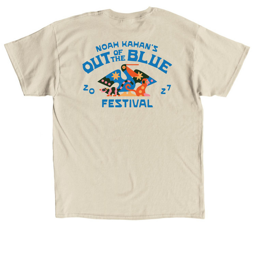 Noah Kahan&nbsp;Out of the Blue Festival Merch 27, a Sand Classic Unisex Tee (back-view)