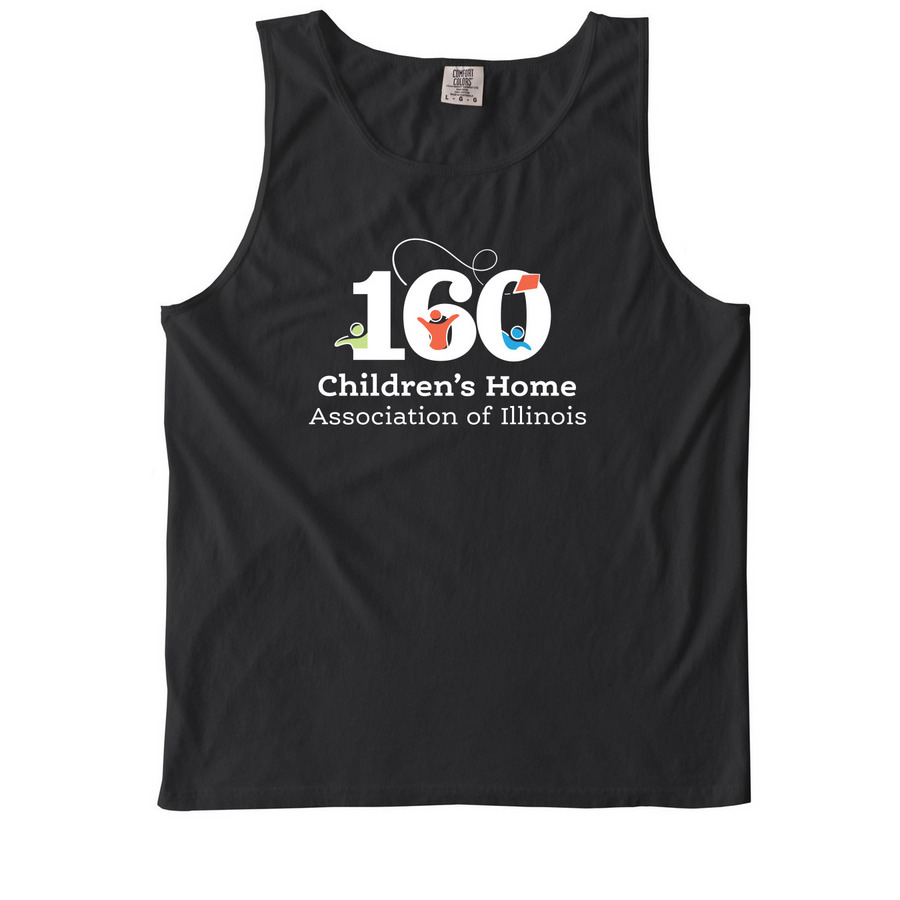 160 Logo (White Outline)&nbsp;, a Black Comfort Colors Tank Top