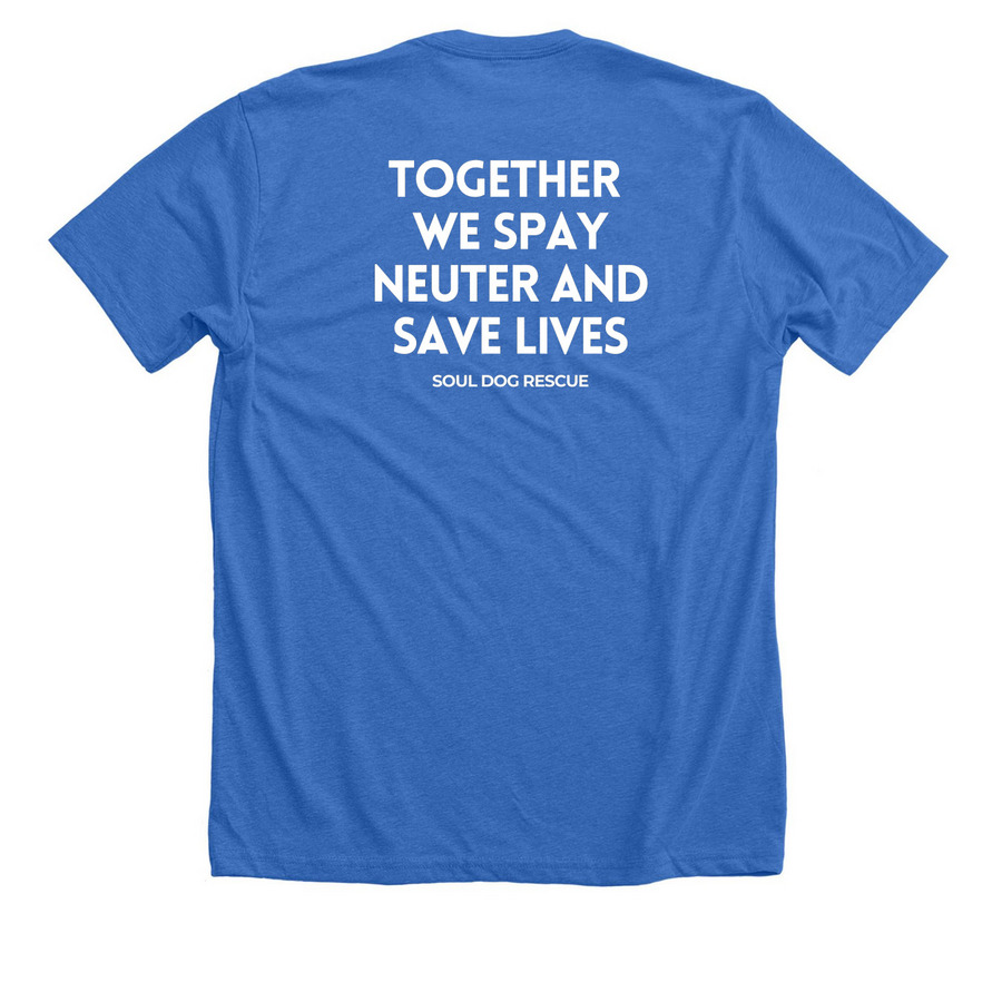Soul Dog Rescue, a Heather True Royal Premium Unisex Tee (back-view)