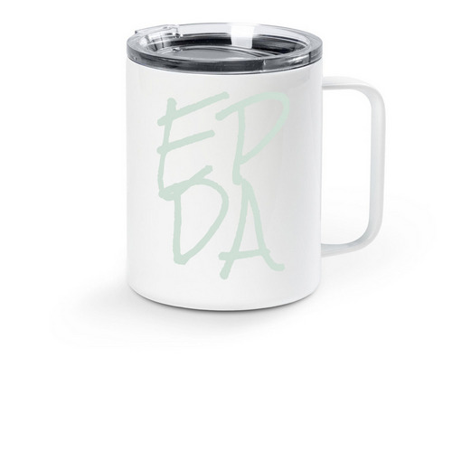 MUGS, a White Stainless Steel Travel Mug