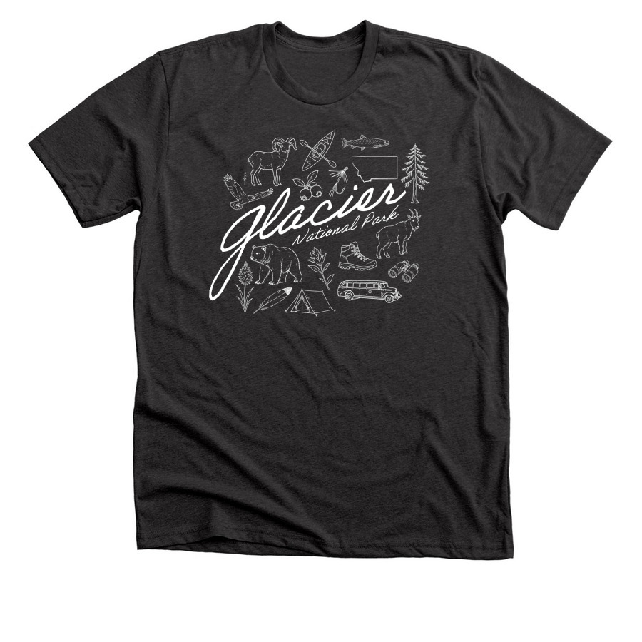 Glacier National Park (White), a Dark Grey Heather Premium Unisex Tee
