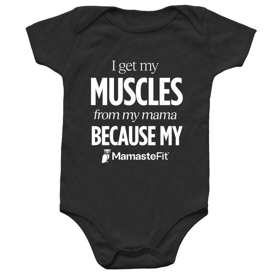 Mamastefit Infant Onesie, a Black Infant Onesie