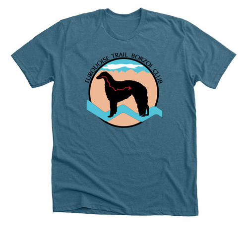 Turquoise Trail Borzoi Club, a Heather Deep Teal Premium Unisex Tee
