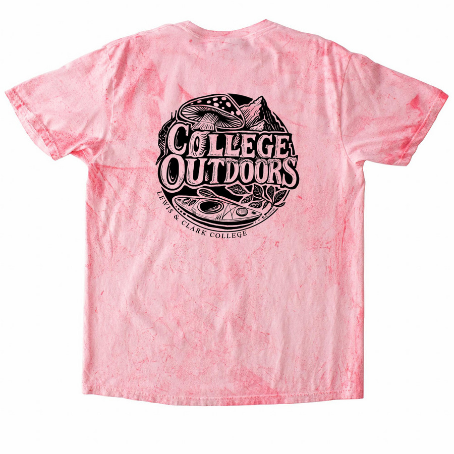 College Outdoors Circle Logo Tops, a Hibiscus Comfort Colors Colorblast Tee (back-view)