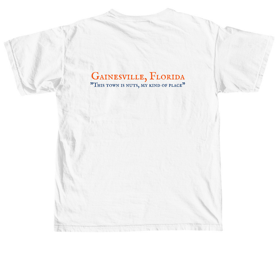 Gainesville Mikey Tee, a White Comfort Colors Unisex Tee (back-view)