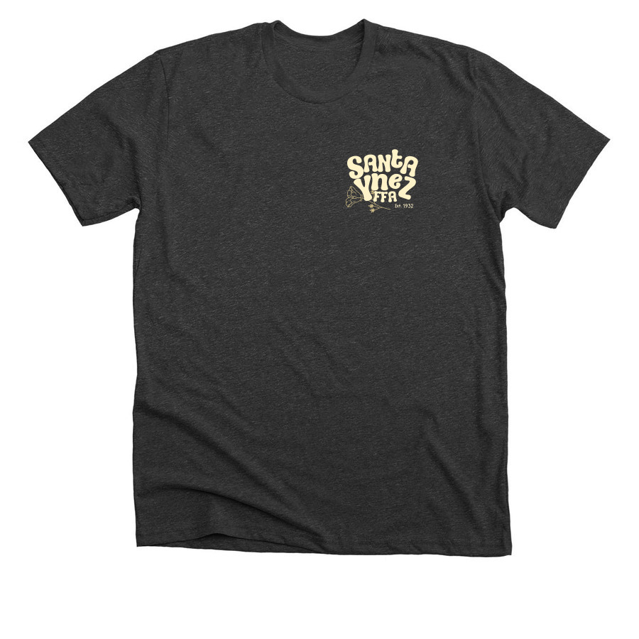 California Poppy, a Dark Grey Heather Premium Unisex Tee