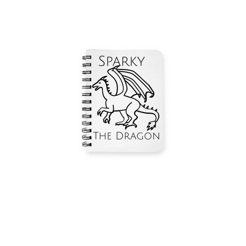 Sparky the Dragon Notebook, a White Spiral Notebook