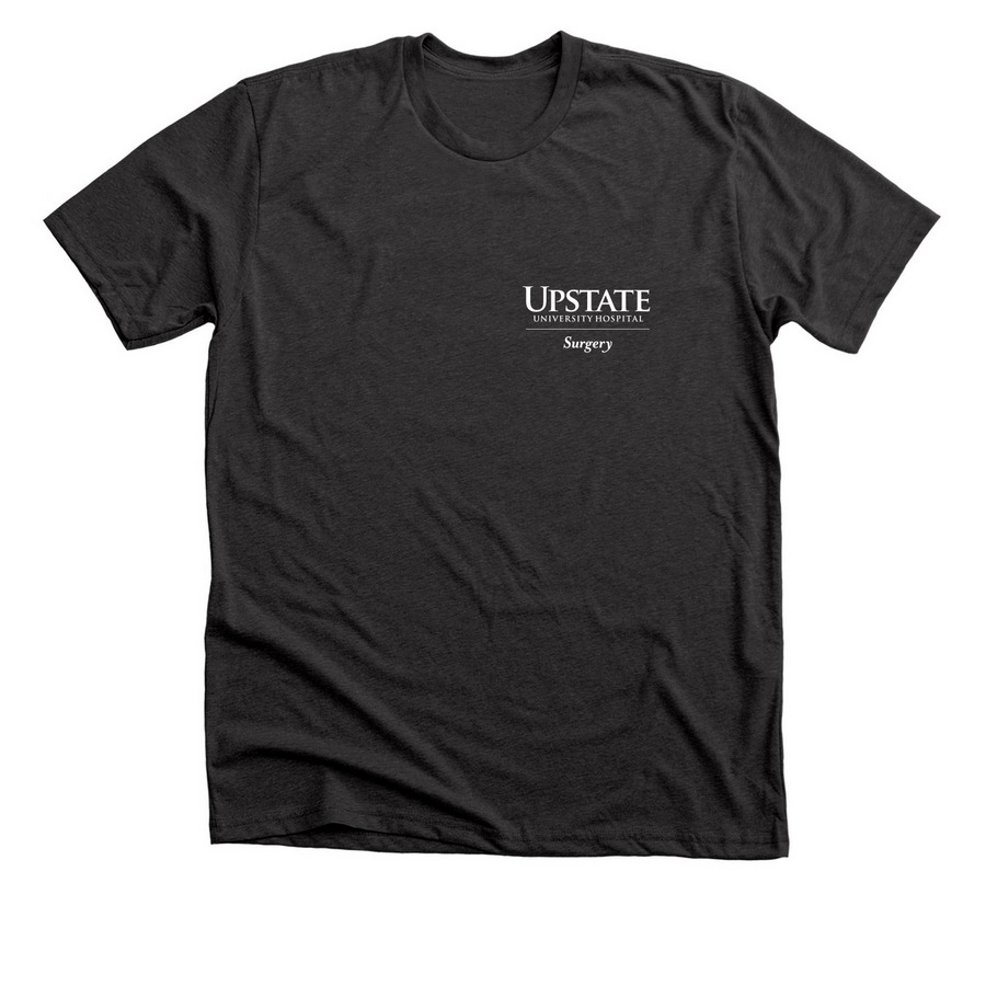Peace, Love- Surgery, a Dark Grey Heather Premium Unisex Tee