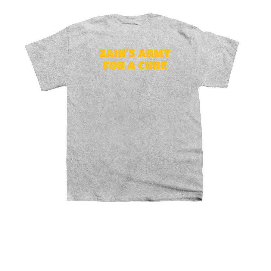 Zain's Army For A Cure, a Sport Grey Youth Unisex Tee (back-view)