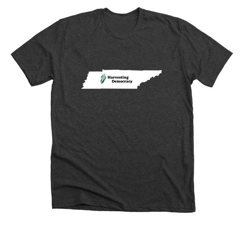 Harvesting Democracy, a Dark Grey Heather Premium Unisex Tee