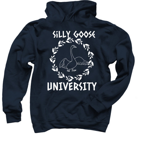 Silly Goose University, a Navy Pullover Hoodie