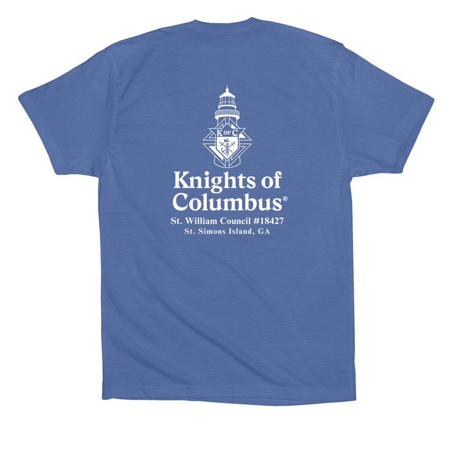 2026 KofC #18427 Council Tee, a Columbia Blue Premium Cotton Tee (back-view)