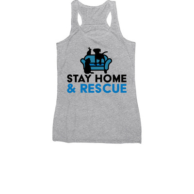 PSPCA Stay Home & Rescue, a Athletic Heather Women's Racerback