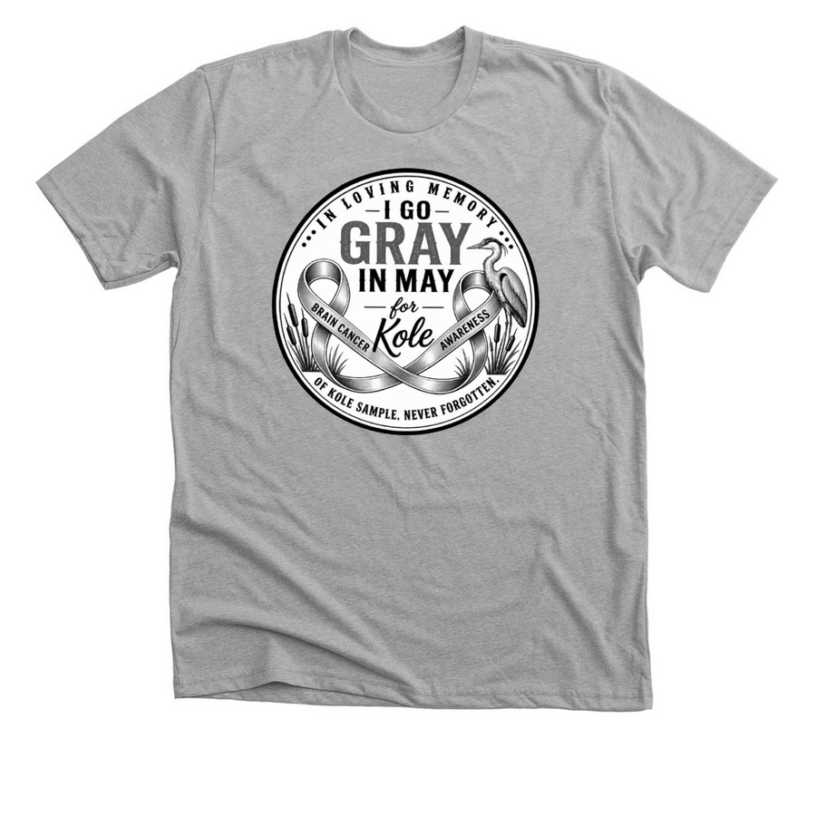 GO GRAY IN MAY, a Athletic Heather Premium Unisex Tee