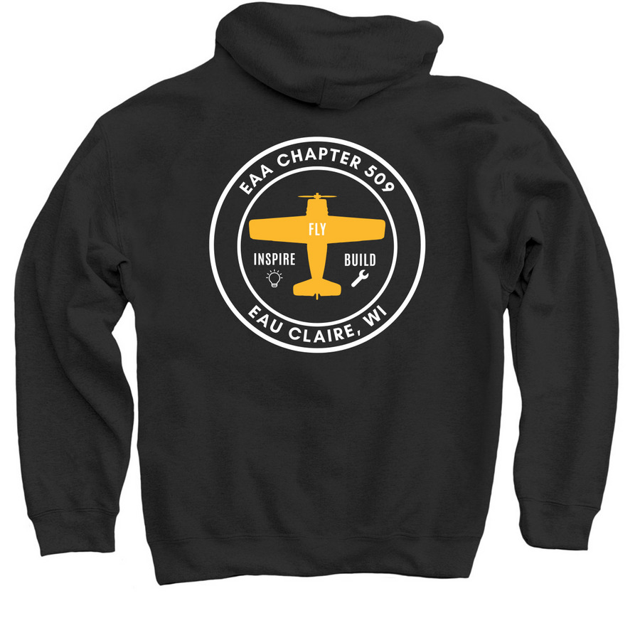 Classic Long Sleeve Shirts, a Black Pullover Hoodie (back-view)