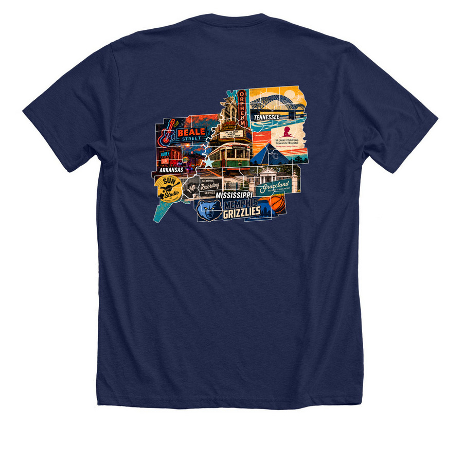 Greater Mid-South APHON, a Solid Navy Blend Premium Unisex Tee (back-view)