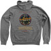 Too Many Detectives with Cast List, a Deep Heather Zip Up Hoodie (back-view)