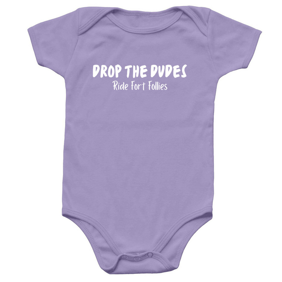 Drop the Dudes Onesie, a Lavender Infant Onesie