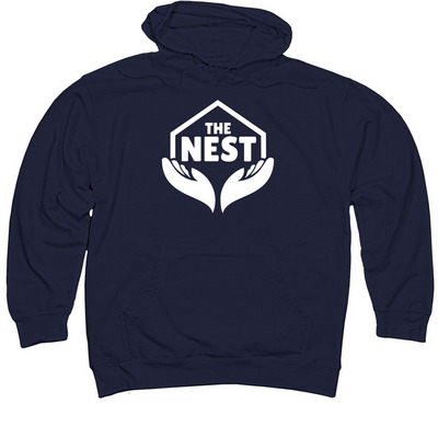 Nest Hoodie (White Logo), a Classic Navy Midweight Pullover Hoodie