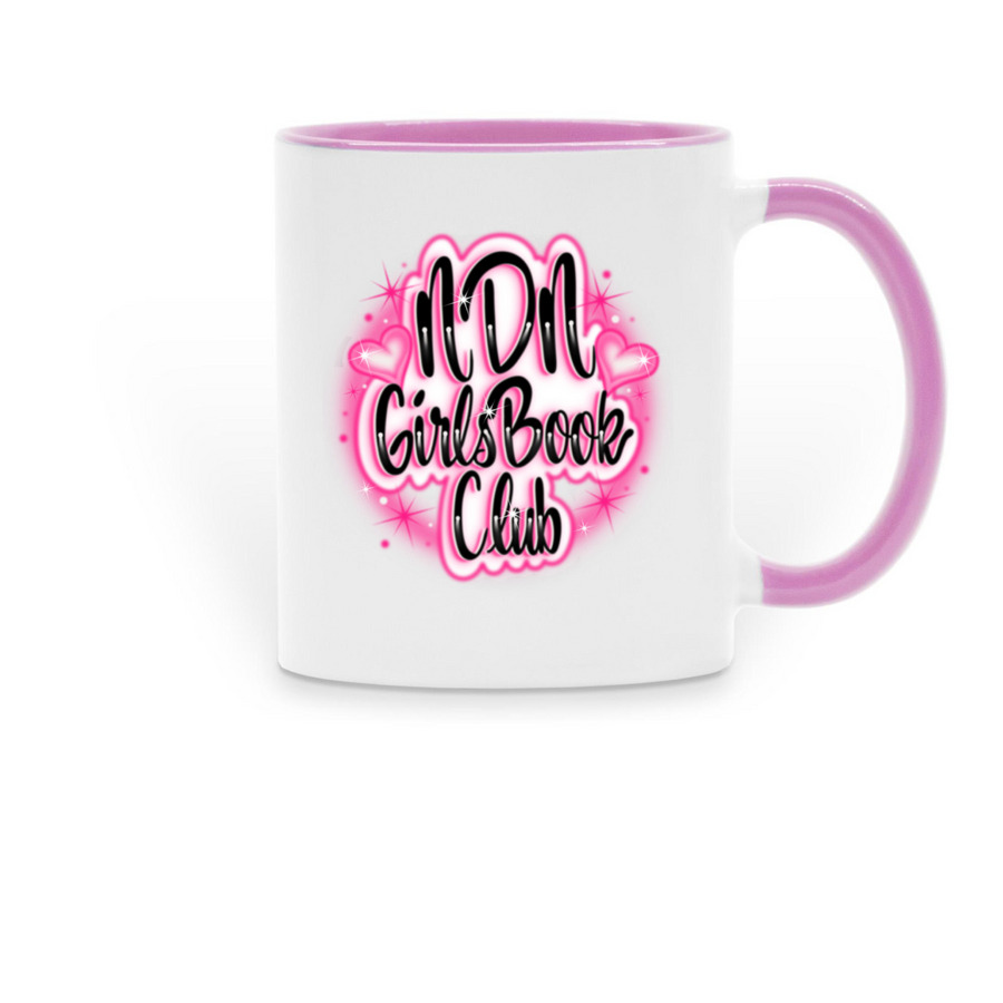 Book Club Mug, a Pink Two-Tone Ceramic Mug