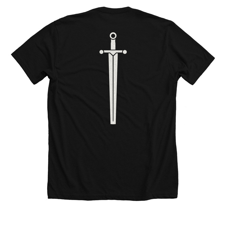 Demon Dude, a Solid Black Blend Premium Unisex Tee (back-view)