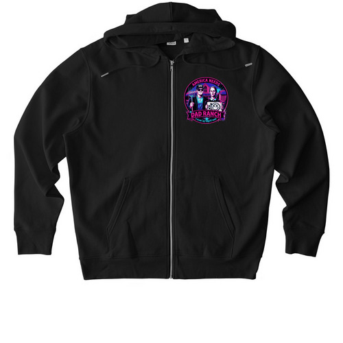 Dad Ranch Neon Zip, a Black Stanley/Stella Unisex Cultivator 2.0 Zip Up Pullover Hoodie