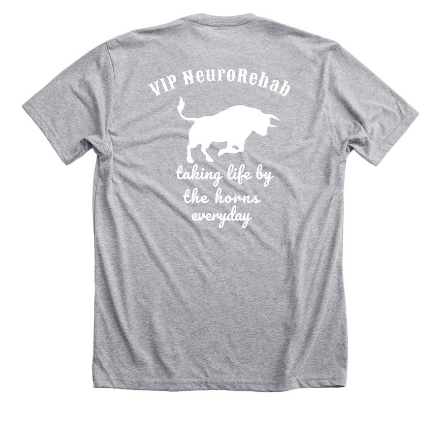 By the Horns, a Athletic Heather Premium Unisex Tee (back-view)