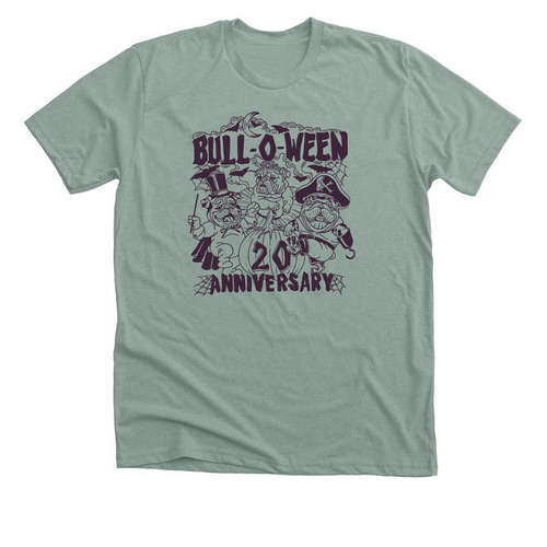 Bull-O-Ween's 20th anniversary, a Heather Sage Premium Unisex Tee