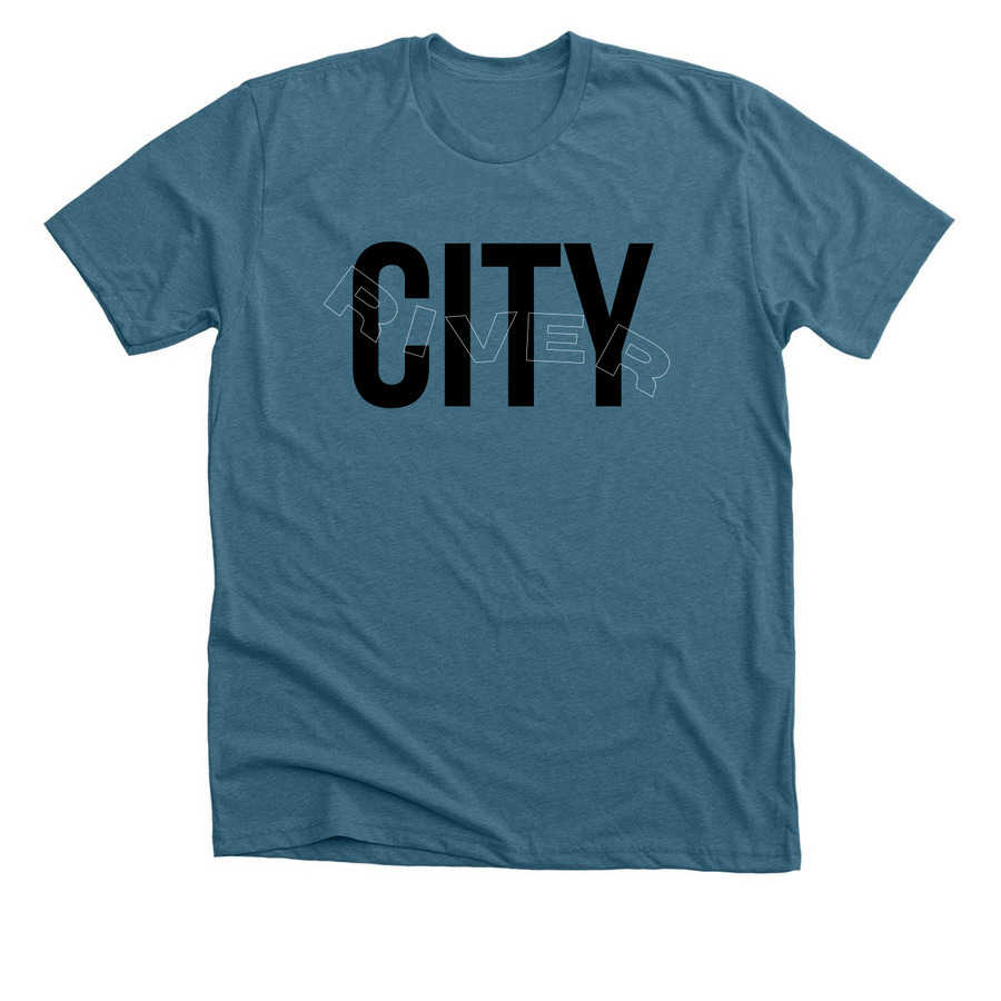 Wavy RIVER CITY Tees & Sweatershirts, a Heather Deep Teal Premium Unisex Tee
