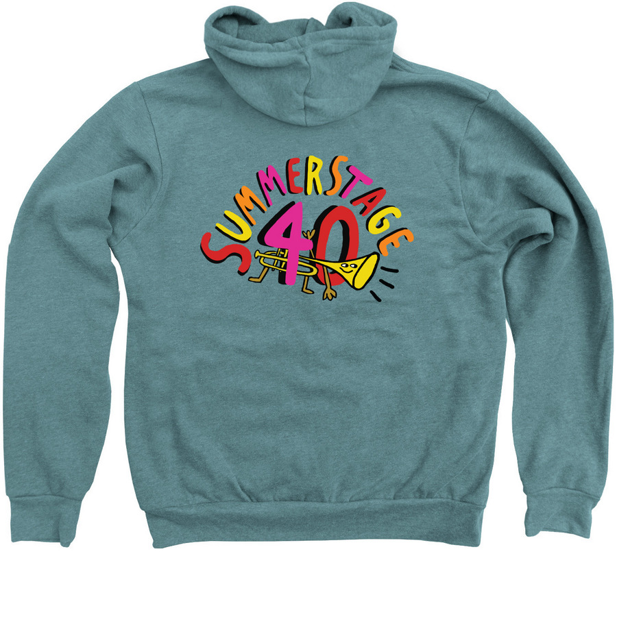 SummerStage Zip-Up, a Heather Deep Teal Zip Up Hoodie (back-view)