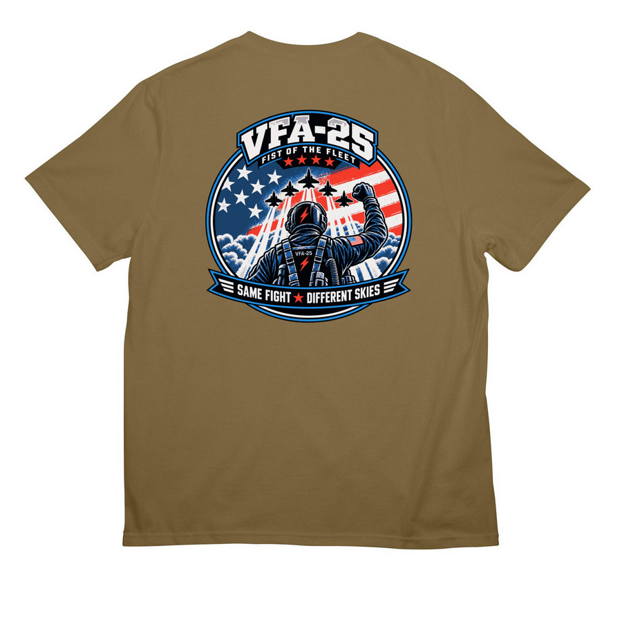 Fist 'em with flag&nbsp;, a Coyote Brown All-American Unisex Tee (back-view)
