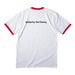 Mutual Aid Monday, a White/ Red Cotton Ringer Tee (back-view)