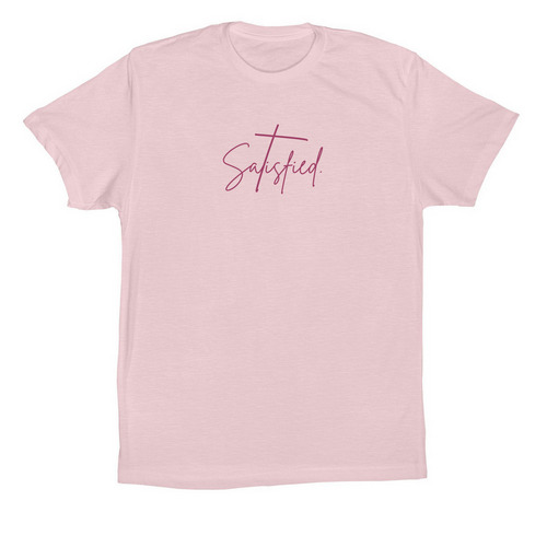 Satisfied - Pink, a Soft Pink Premium Cotton Tee
