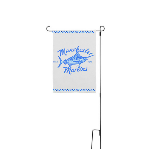 Marlins Swim Team Yard Sign, a White 12" x 18" Yard Flag with Stake