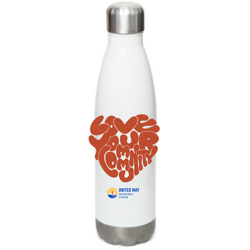 Love your community, a White Stainless Steel Water Bottle