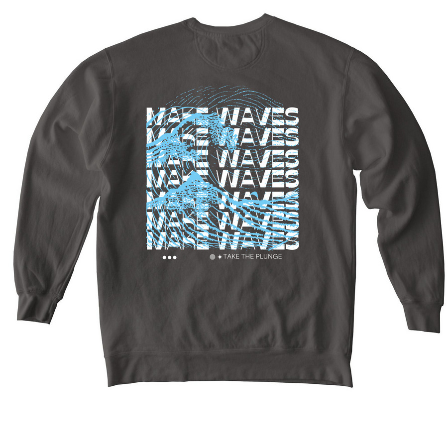 Make Waves Sweatshirt (black), a Pepper Comfort Colors Crewneck Sweatshirt (back-view)