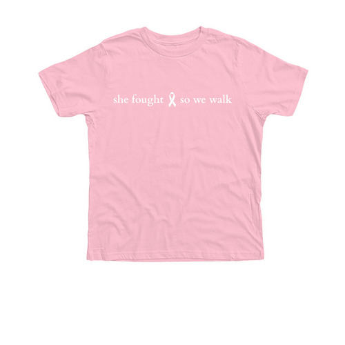 She Fought, So We Walk, a Neon Pink Premium Youth Tee