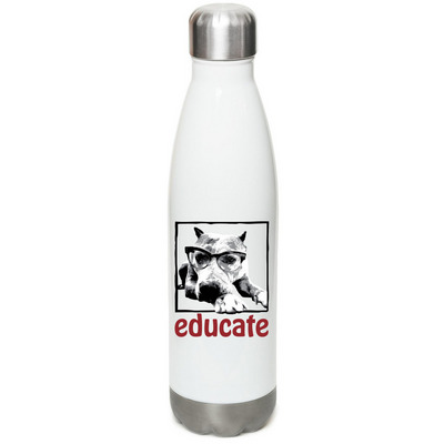 Educate water bottle, a White Stainless Steel Water Bottle