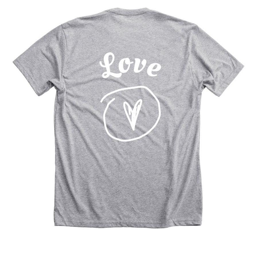&nbsp;Love Tee&nbsp;, a Athletic Heather Premium Unisex Tee (back-view)