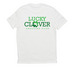 Lucky Clover Vaulting, a Bright White Allmade Eco Triblend Unisex Tee (back-view)