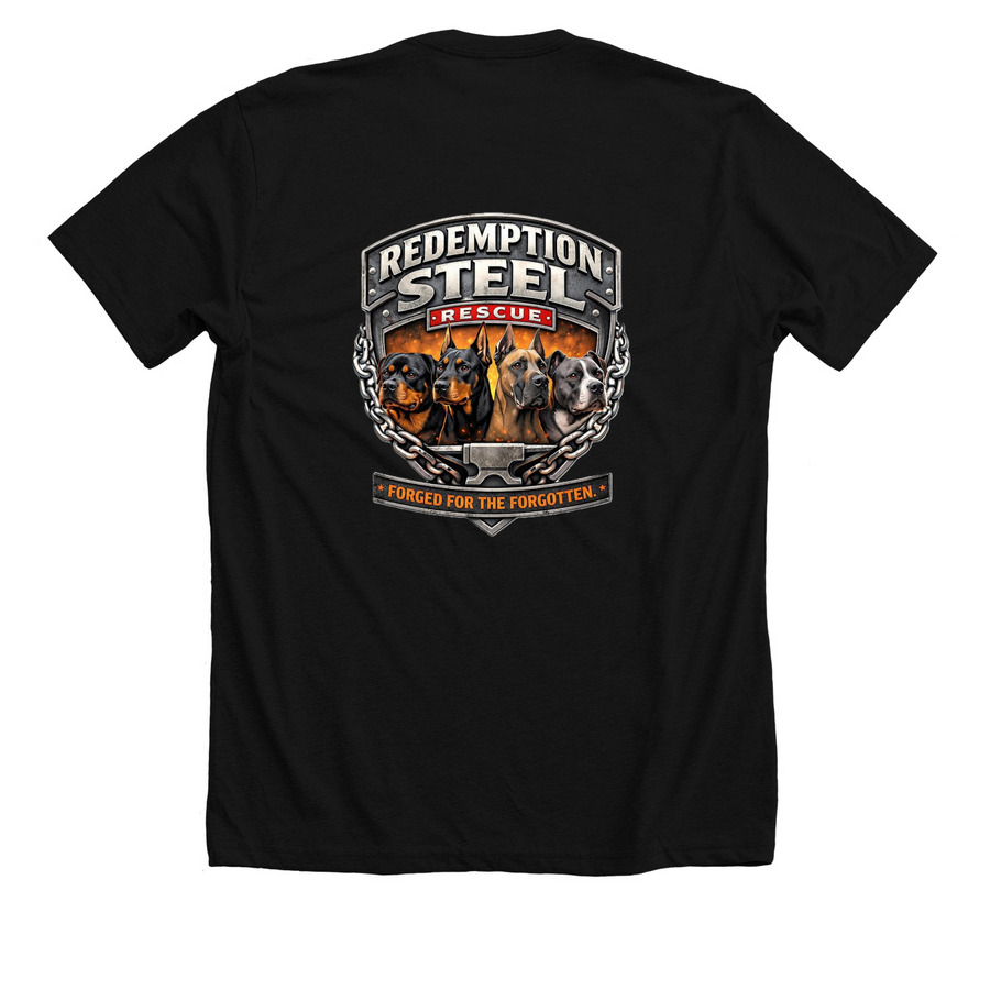 Redemption Starts Here, a Solid Black Blend Premium Unisex Tee (back-view)